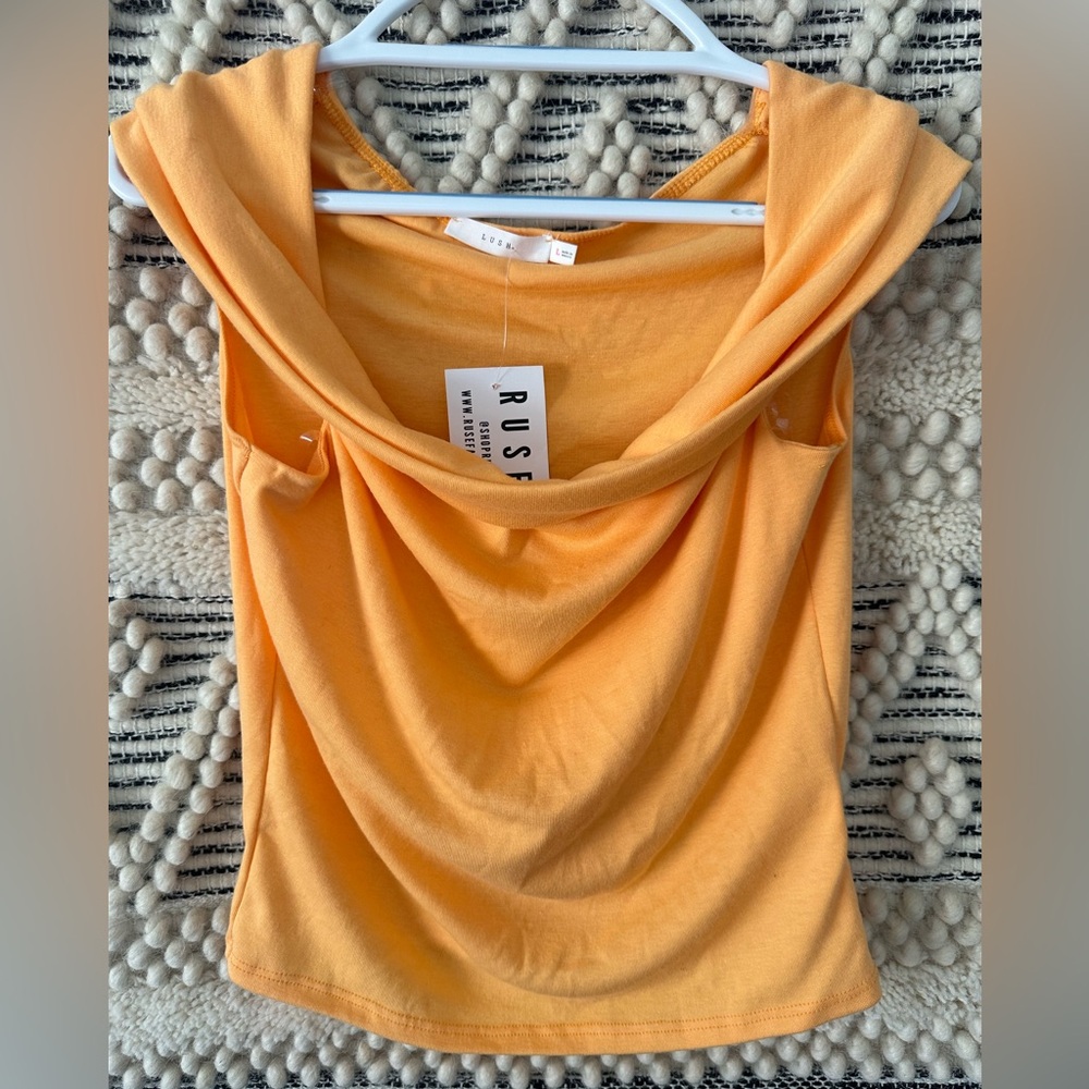 NWT Lush orange cowl neck shirt Large